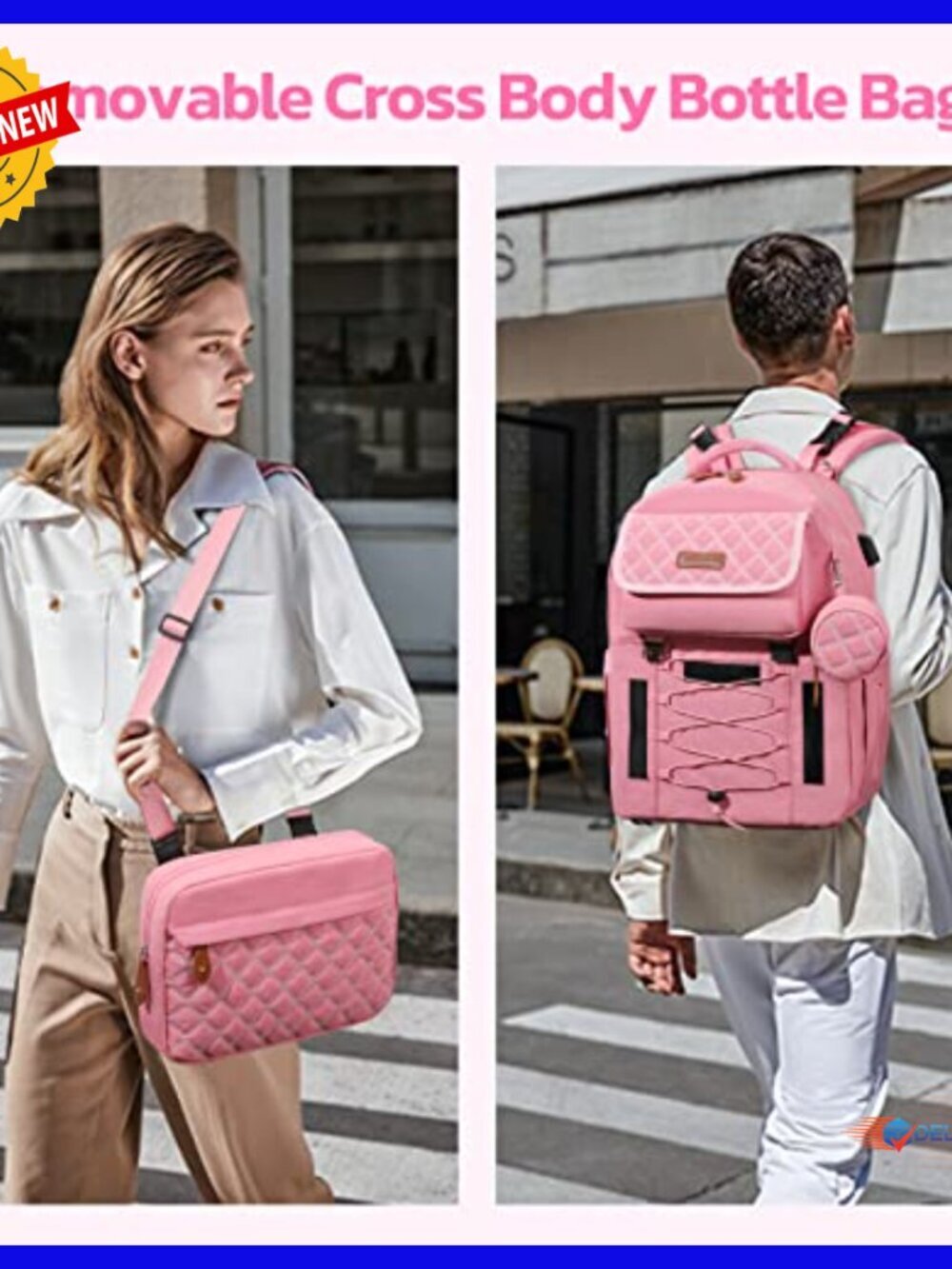 Large Expandable Diaper Backpack 29L-45L with Removable Bottle Bag USB Port - Picture 2 of 6